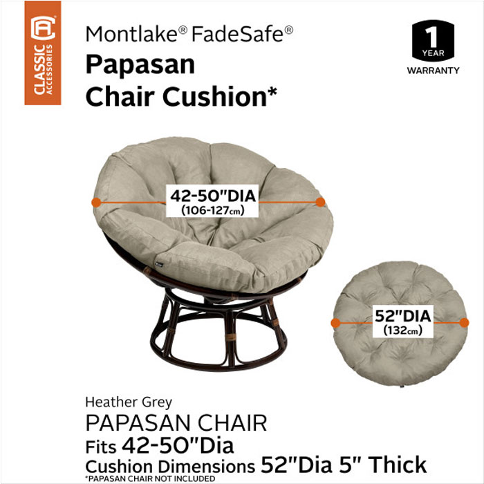 50" Papasan Cushion- Heather Grey - Image 2